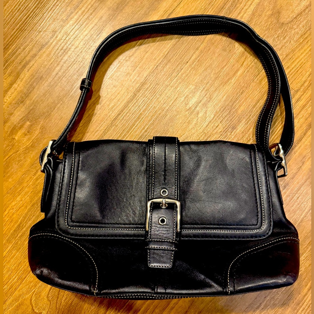 Coach Hampton Black Leather Shoulder/Crossbody Bag